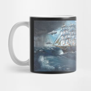 Sailing ship in a storm Mug